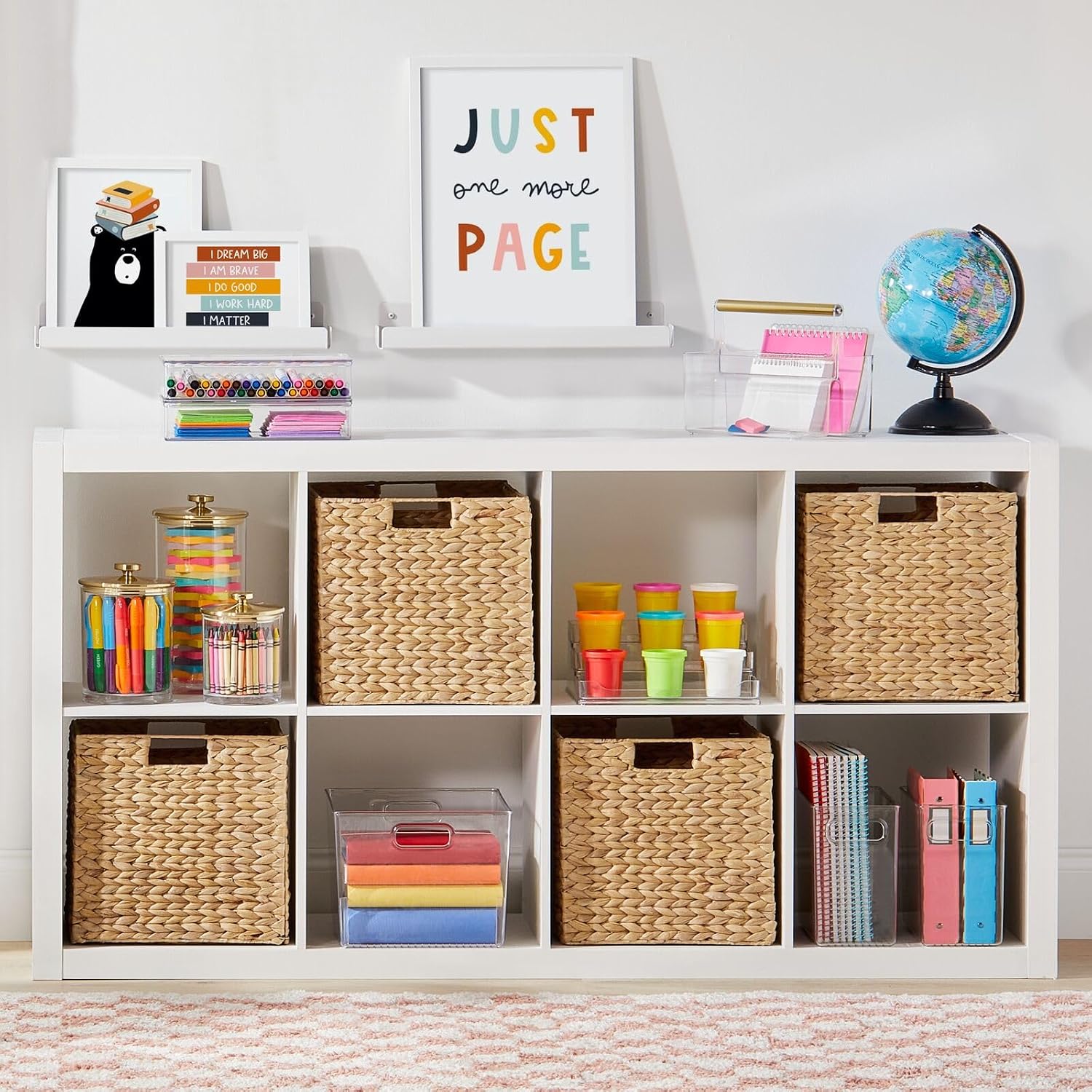 6 Pack Woven Hyacinth Cube Storage Baskets