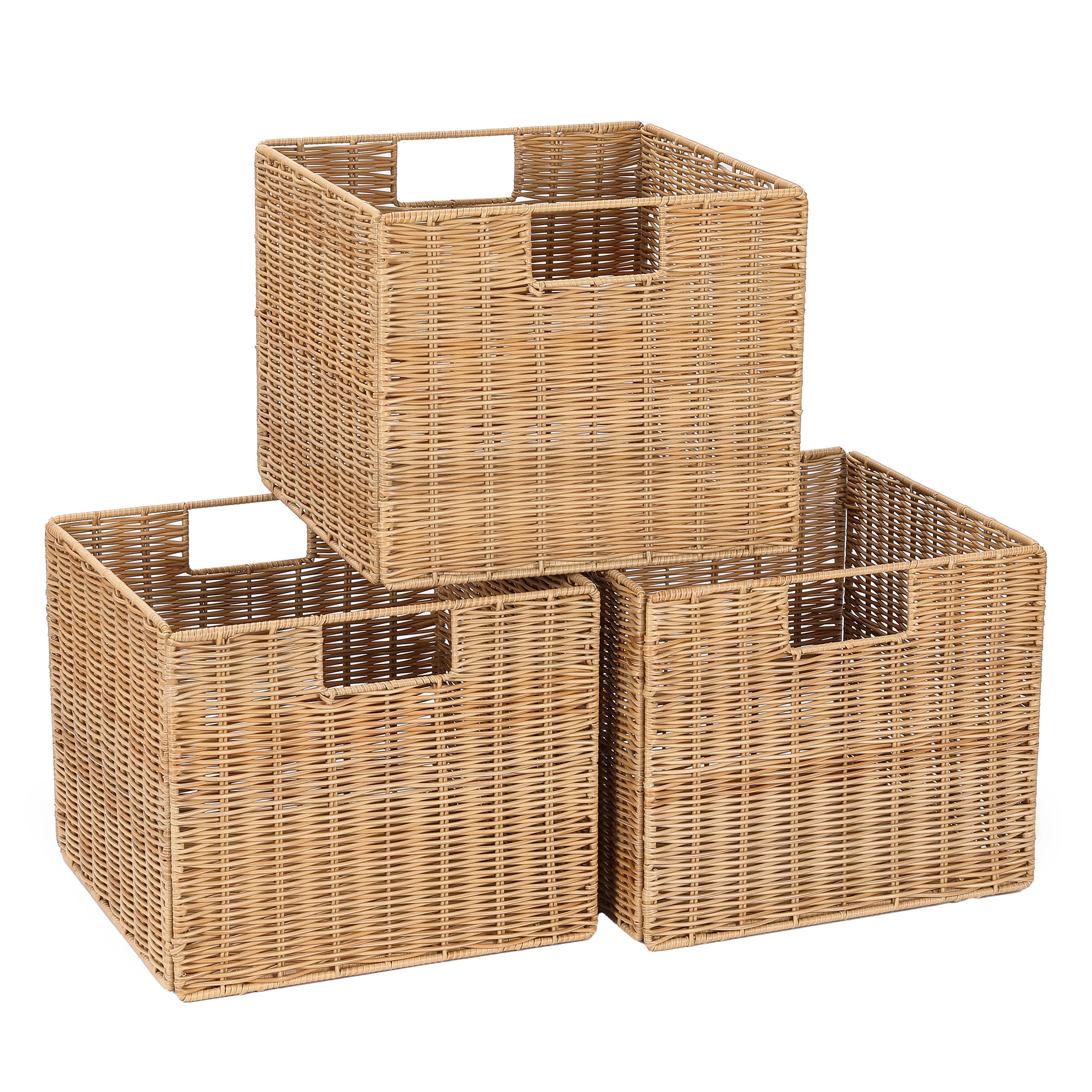 3 Pack Large Water Hyacinth Cube Baskets