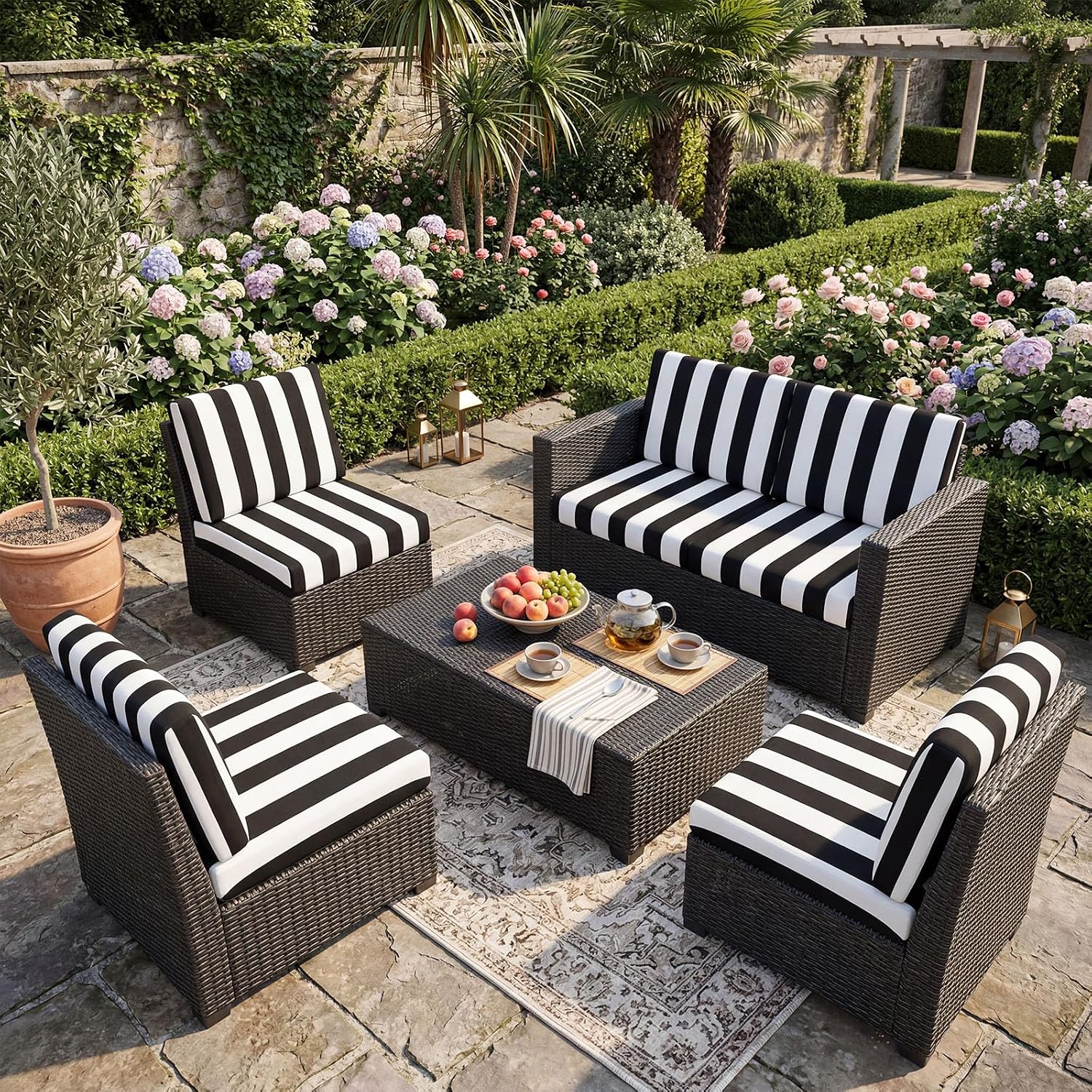 12Pcs Black White Striped Stretch Cushion Covers