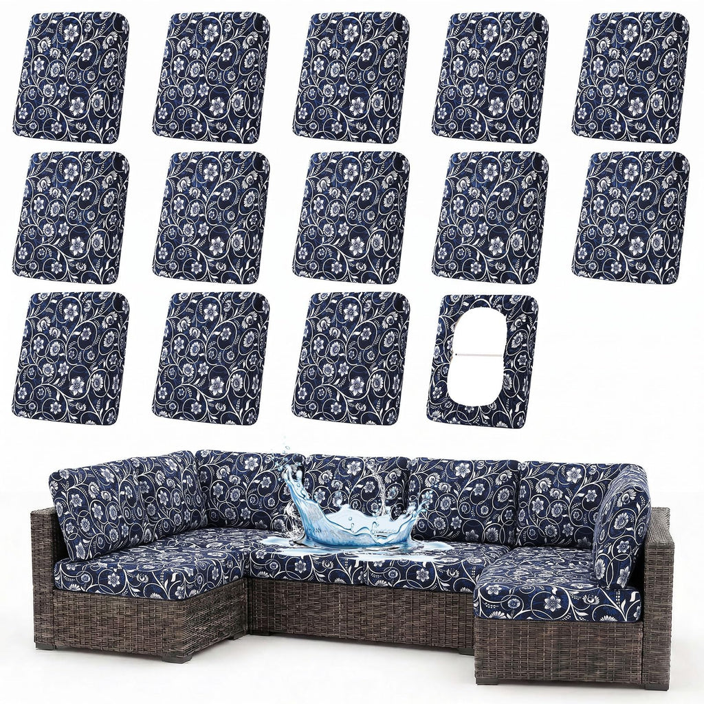 8Pcs Navy UV Waterproof Cushion Slipcovers