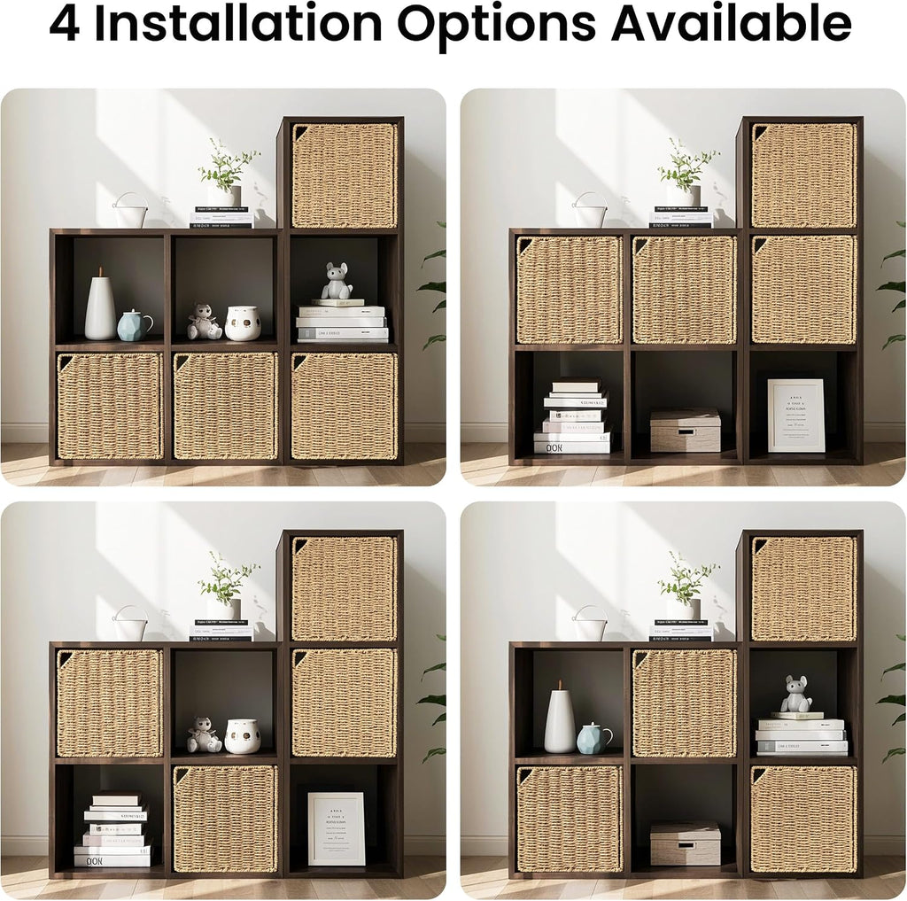 3 Pack Natural Straw Cube Storage Doors