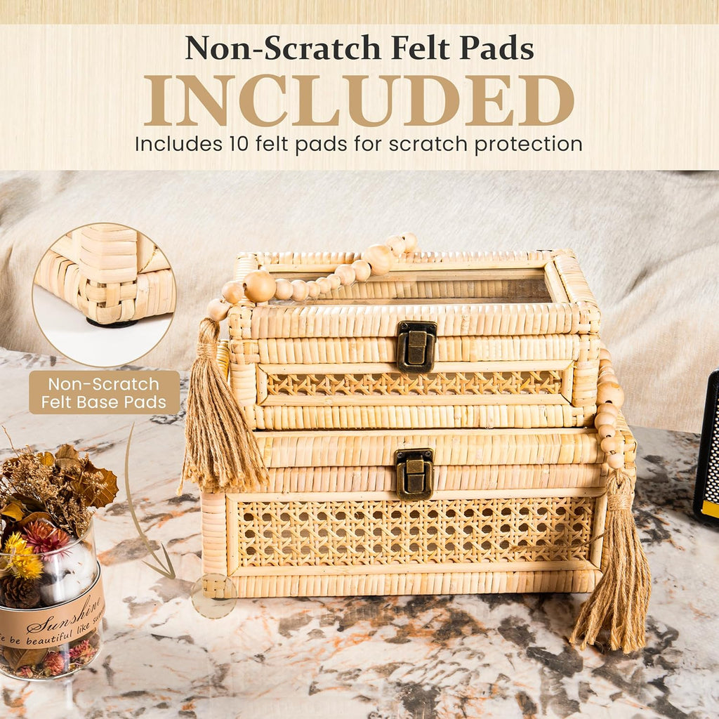 Lockable Lidded Rattan Boho Storage Box