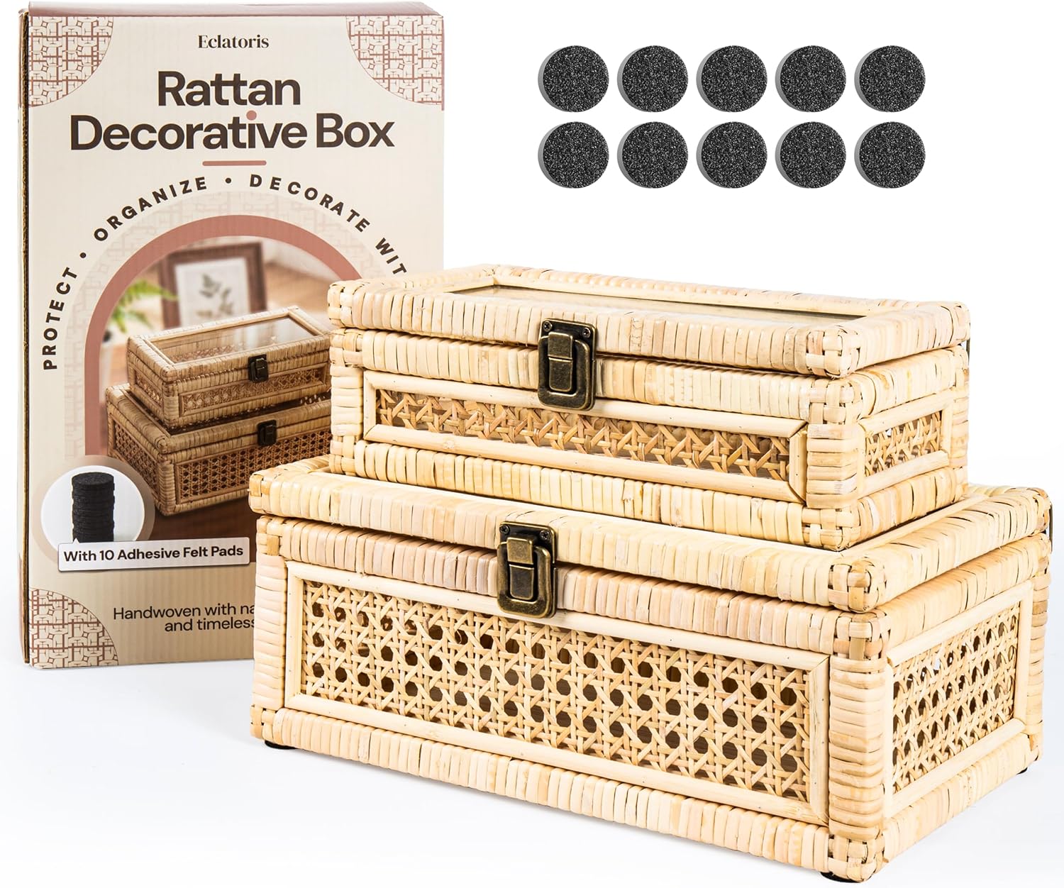 Lockable Lidded Rattan Boho Storage Box