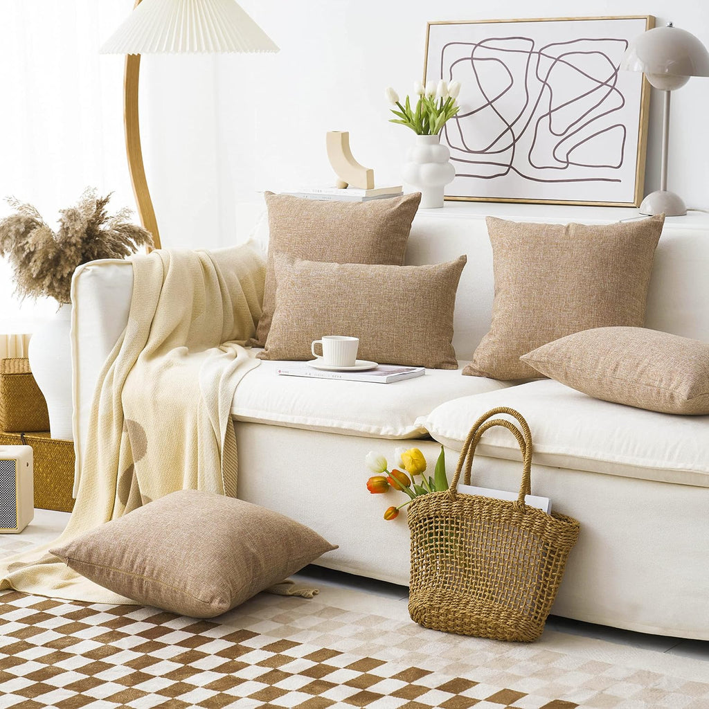 4 Pack Natural Linen Throw Pillow Covers