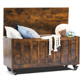 Rustic Wheeled Wooden Toy Storage Bench