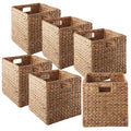 4 Pack Whitewash Hyacinth Cube Storage Baskets