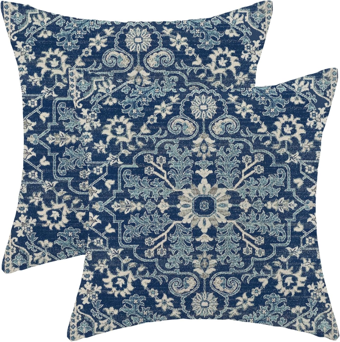 2 Pack Blue White Boho Pillow Covers