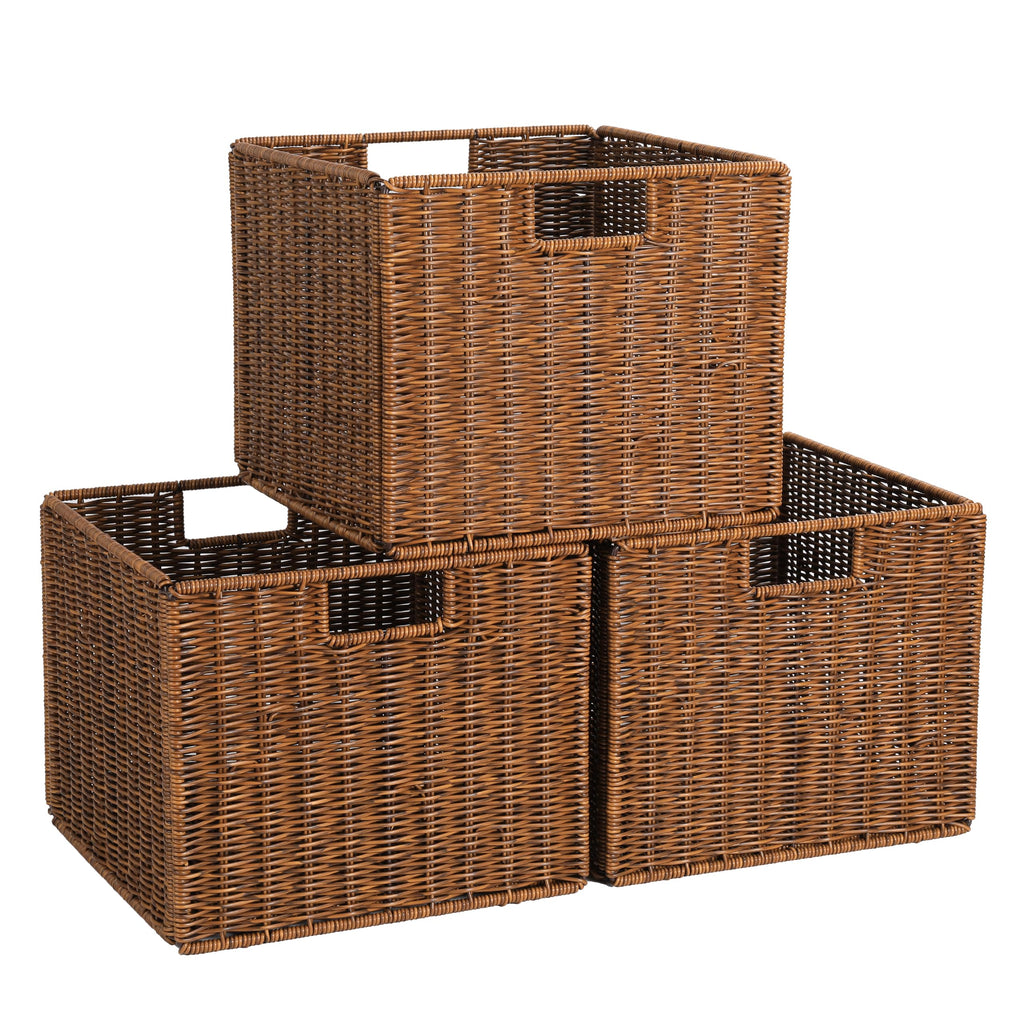 3 Pack Large Water Hyacinth Cube Baskets