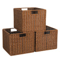 3 Pack Large Water Hyacinth Cube Baskets