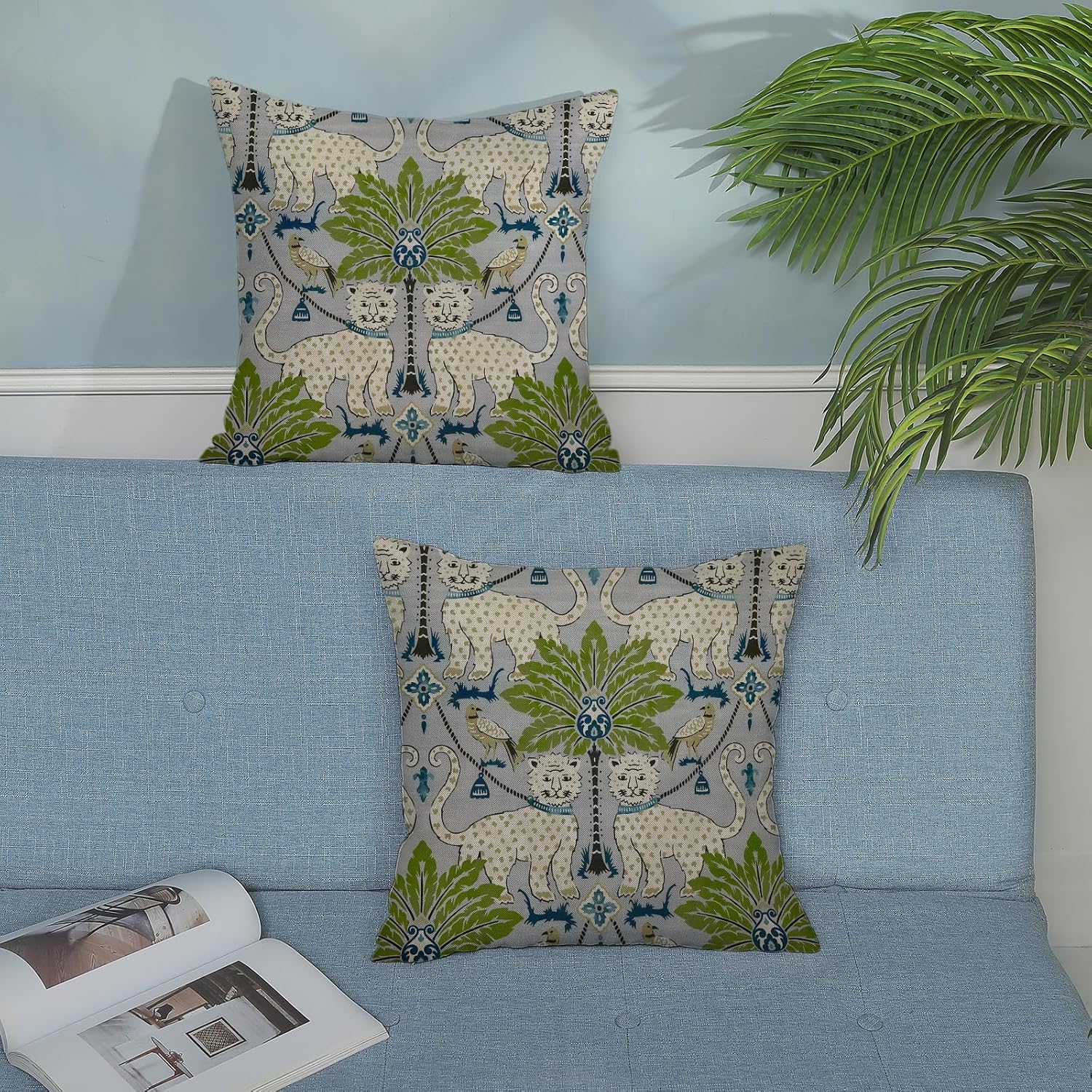 2 Pack Tropical Leopard Boho Pillow Covers
