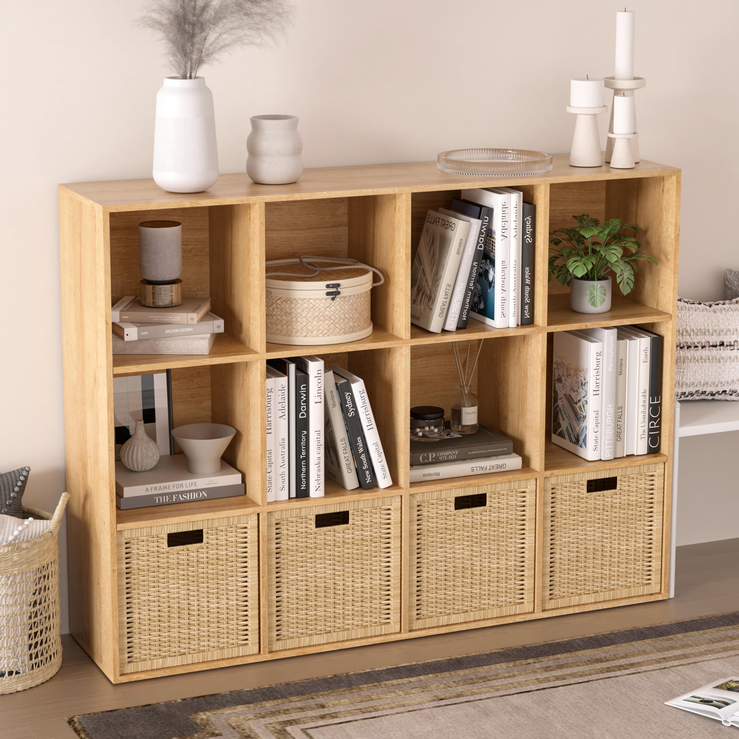 6 Cube Oak Wooden Cubby Storage Organizer