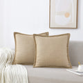 2 Pack Beige Linen Throw Pillow Covers