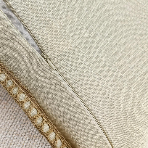 2 Pack Beige Linen Throw Pillow Covers