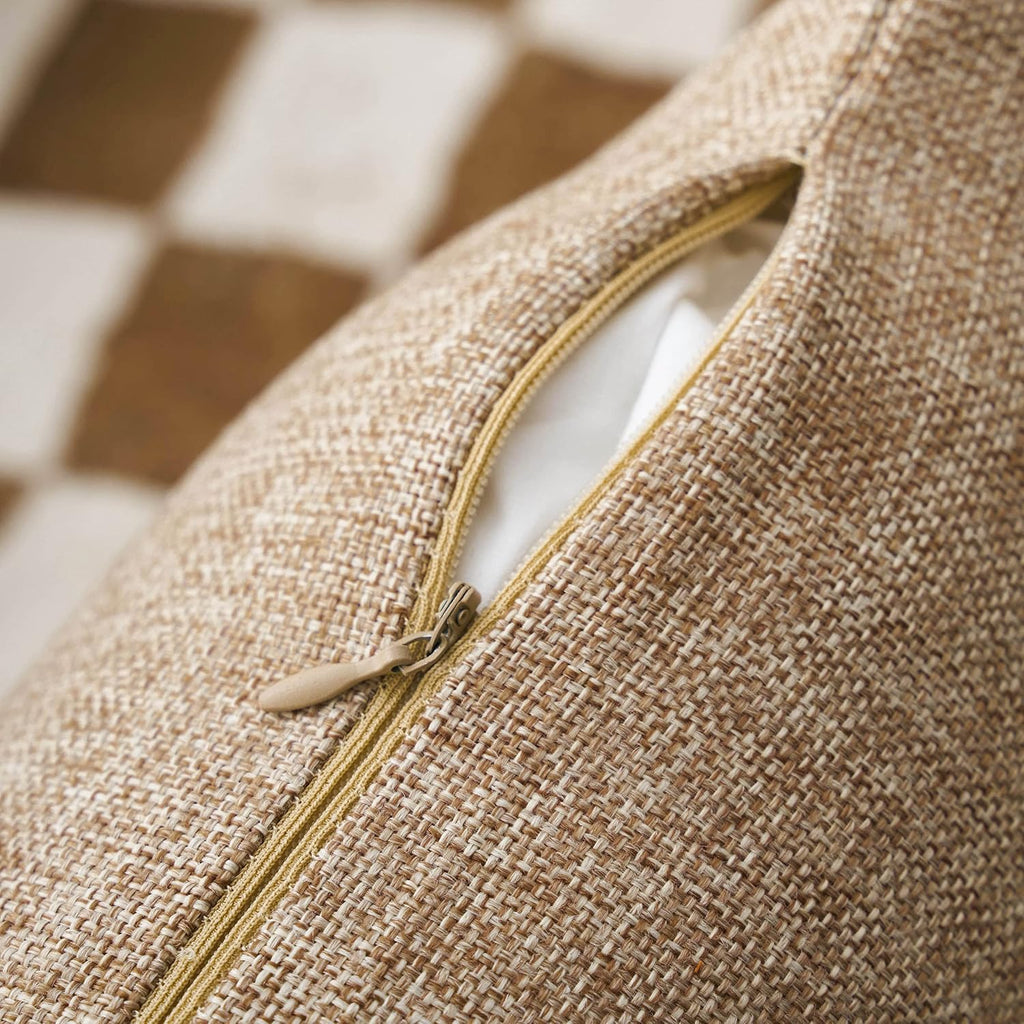 4 Pack Natural Linen Throw Pillow Covers
