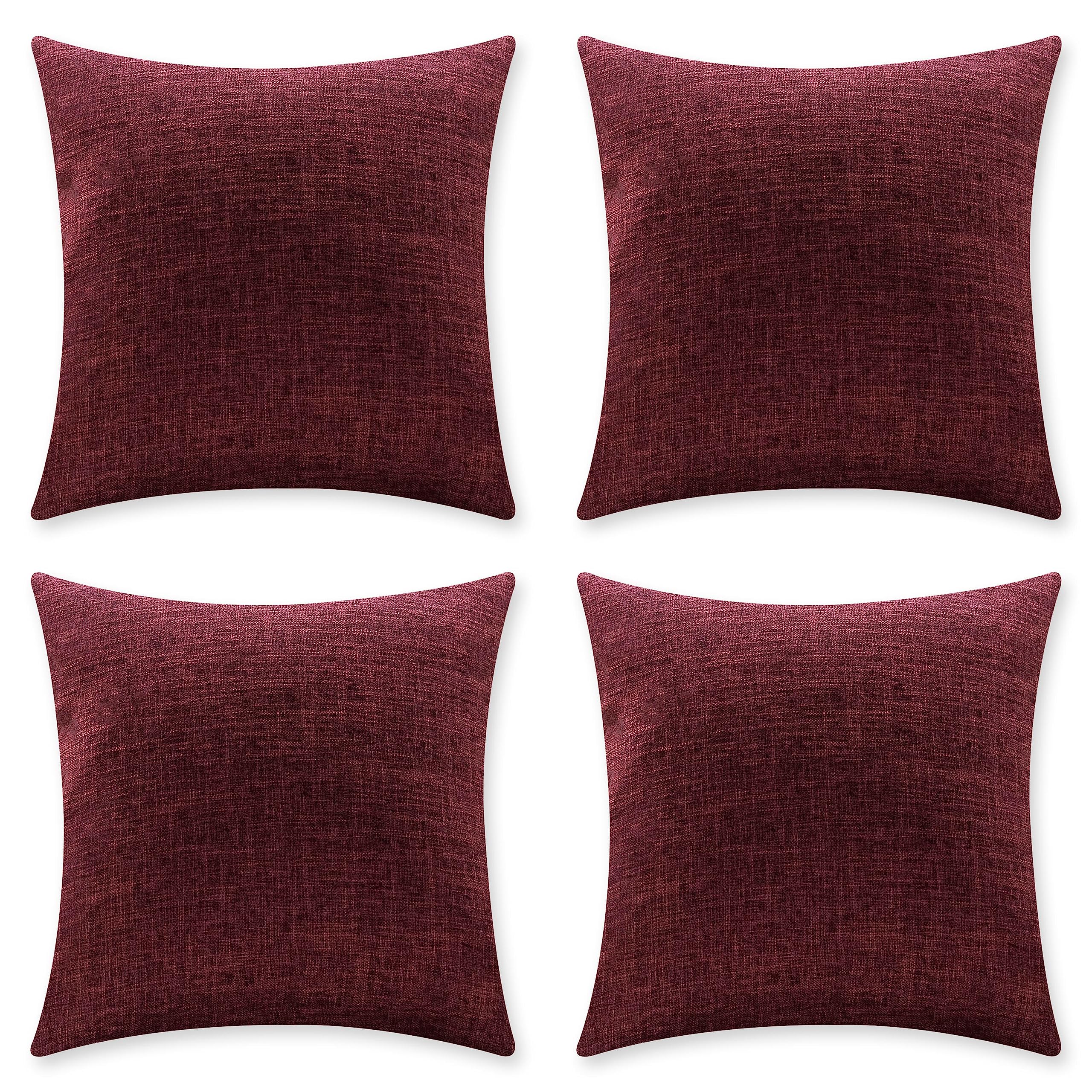 4 Pack Natural Linen Throw Pillow Covers